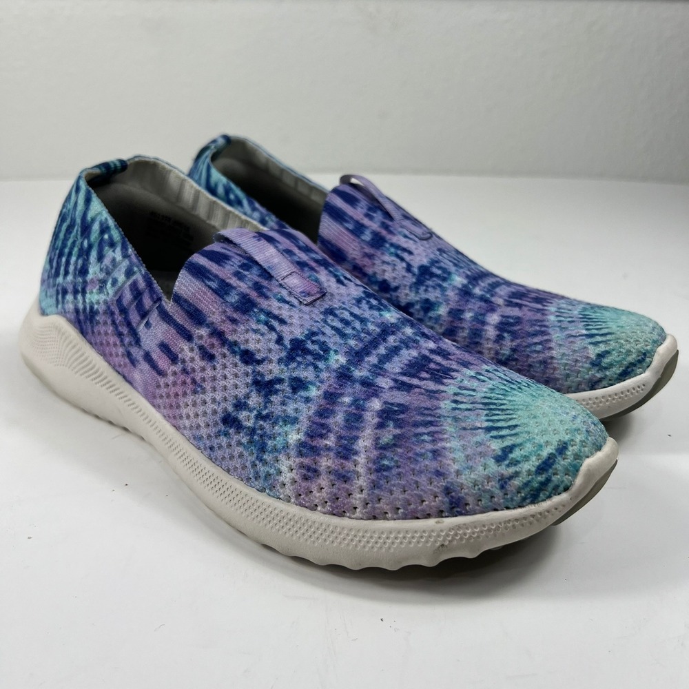Aetrex Angie Slip‎ On Sneaker Tie Dye Blue Purple AS137W Womens Size 7